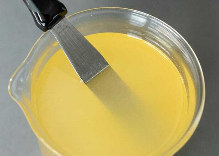 Cloudy melted soy wax.