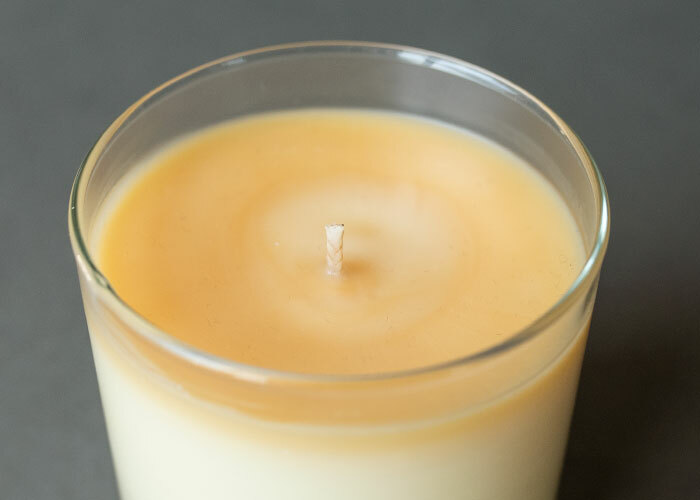 Soy candle with the wax that turned yellow over time.