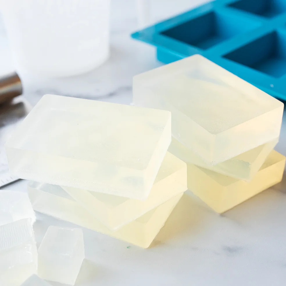 Melt and pour soap bars stacked.